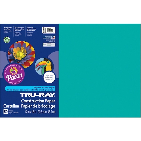 Tru-Ray Paper, Const, 12X18, Turq, 50Sh Pk PAC103039 - main